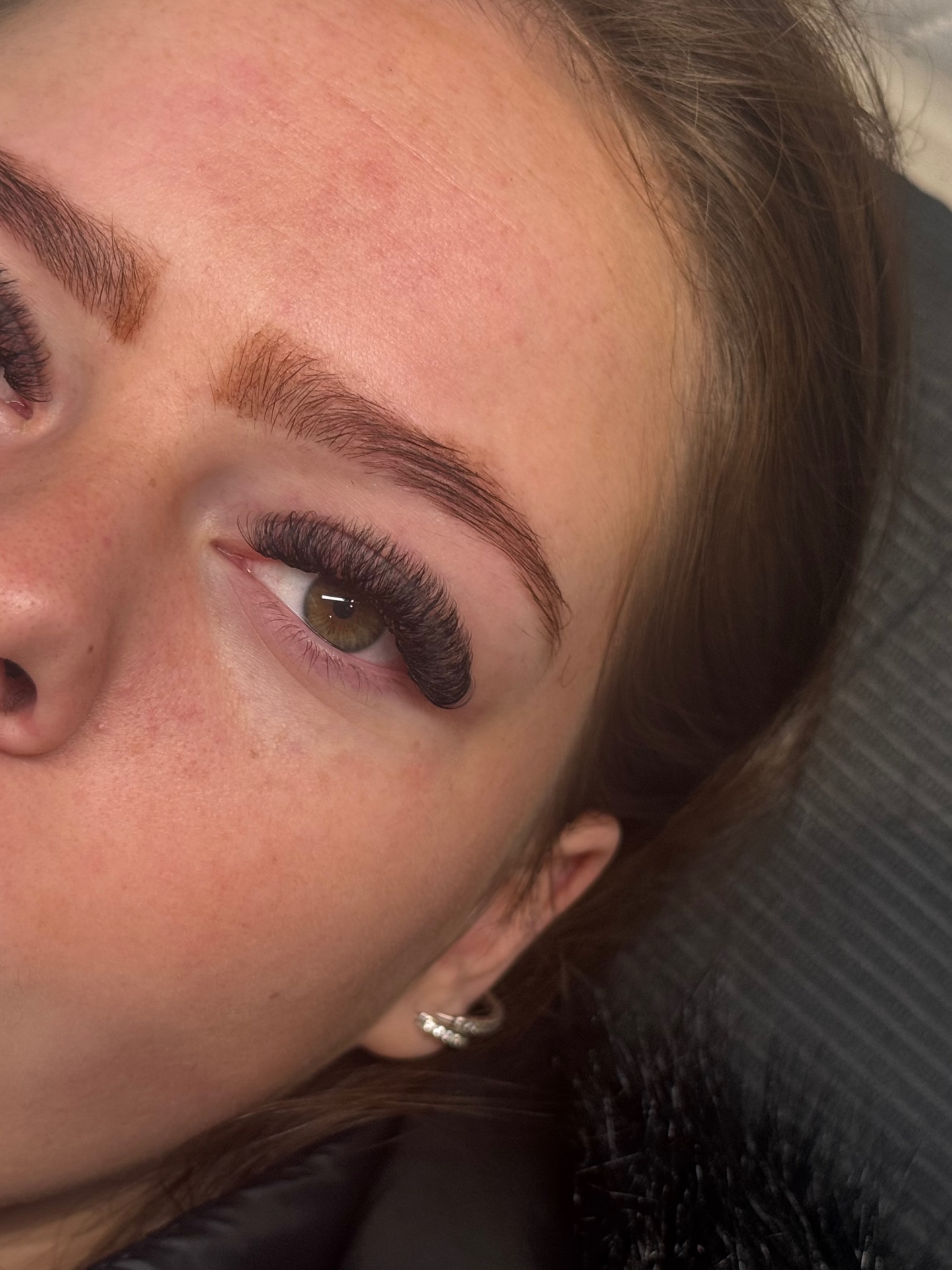 Hybrid lash extensions with a dark textured lash line and tinted brow, Dolls Beauty Room, Southampton
