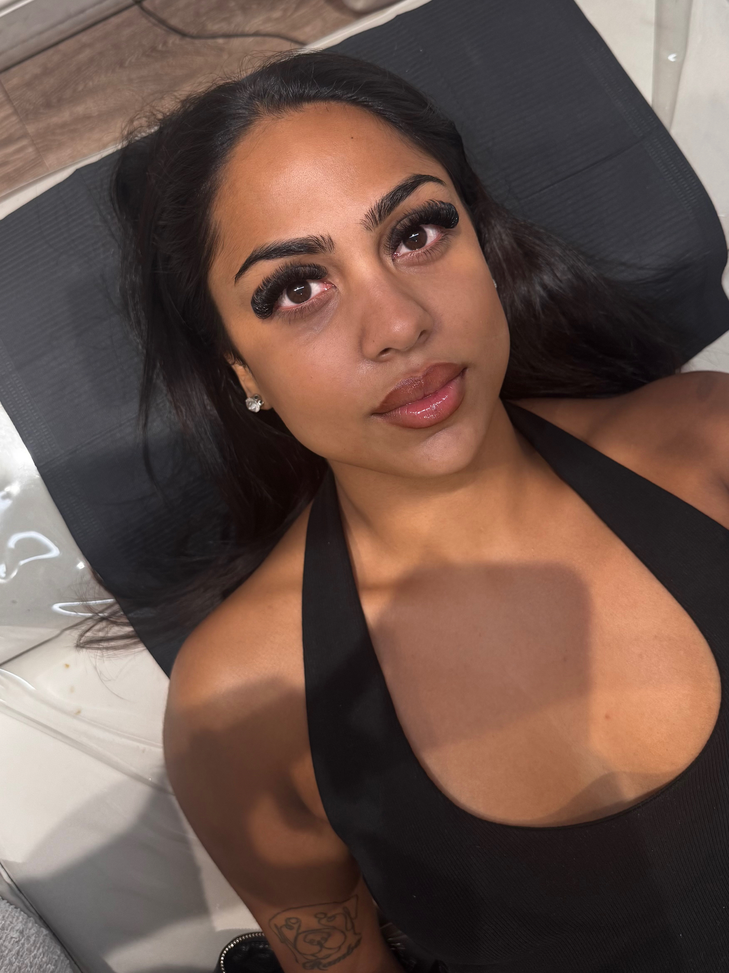 Client with volume lash extensions at Dolls Beauty Room in Southampton